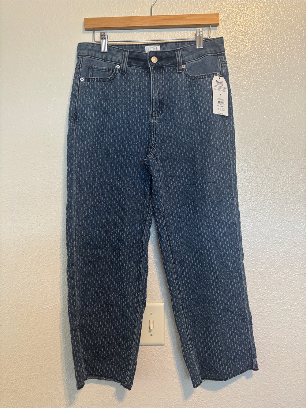 Time and Tru Women's Dark Blue Patterned Boyfriend Jeans